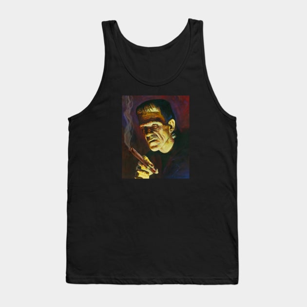 Holy Smoke! Frankenstein loves a Cigar Tank Top by BullShirtCo